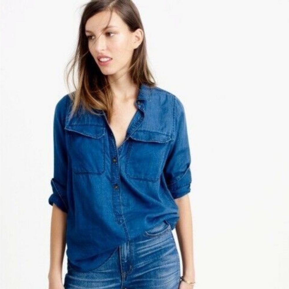 J.Crew | Indigo Gauze Popover